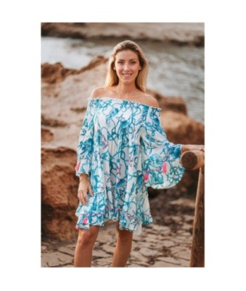 Vestido Corto Verde Camisero para Mujer - Moda Isla Bonita Sun and Sand - Estampado Tropical y Lavado a Mano