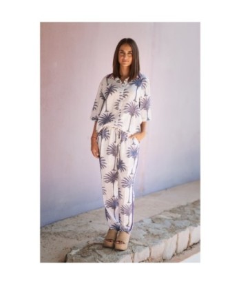 Pantalón Azul Mujer Estampado - Moda Isla Bonita, Casual y Cómodo, Ideal para Otoño e Invierno, 100% Algodón,