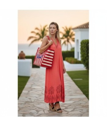 Isla Bonita By SIGRIS Vestido Largo de Viscosa 100% con Detalle Bordado