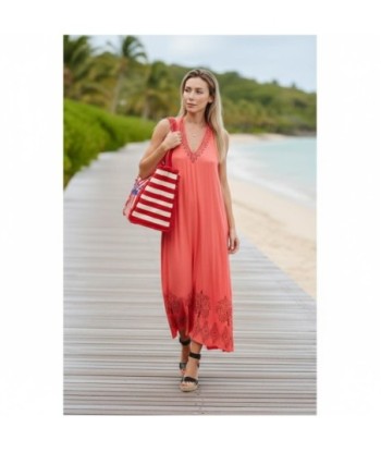 Isla Bonita By SIGRIS Vestido Largo de Viscosa 100% con Detalle Bordado