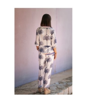 Pantalón Azul Mujer Estampado - Moda Isla Bonita, Casual y Cómodo, Ideal para Otoño e Invierno, 100% Algodón,