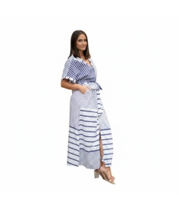 Isla Bonita By SIGRIS Vestido Camisero con Rayas en Algodón 100%