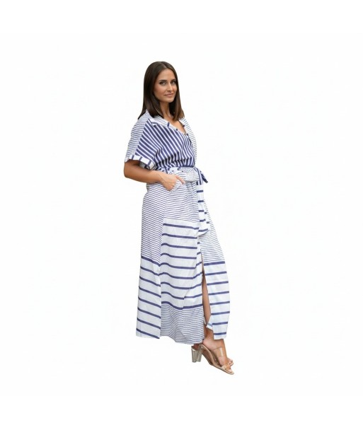 Isla Bonita By SIGRIS Vestido Camisero con Rayas en Algodón 100%