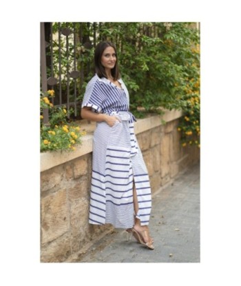 Isla Bonita By SIGRIS Vestido Camisero con Rayas en Algodón 100%