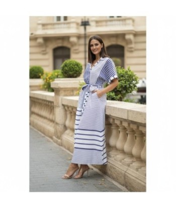 Isla Bonita By SIGRIS Vestido Camisero con Rayas en Algodón 100%