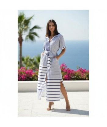 Isla Bonita By SIGRIS Vestido Camisero con Rayas en Algodón 100%