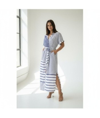 Isla Bonita By SIGRIS Vestido Camisero con Rayas en Algodón 100%
