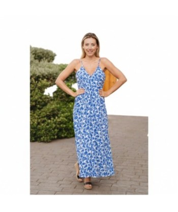 Isla Bonita By SIGRIS Vestido Midi Floral de Algodón Azul