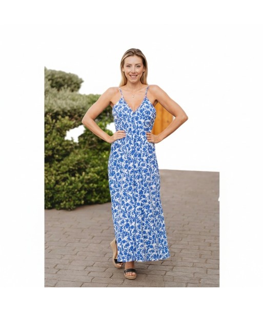 Isla Bonita By SIGRIS Vestido Midi Floral de Algodón Azul