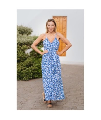 Isla Bonita By SIGRIS Vestido Midi Floral de Algodón Azul