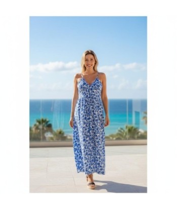 Isla Bonita By SIGRIS Vestido Midi Floral de Algodón Azul