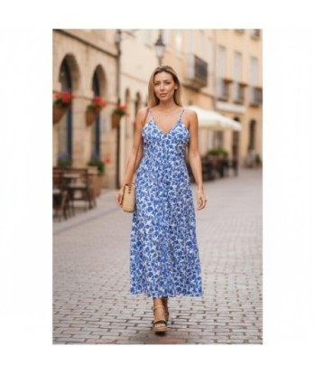 Isla Bonita By SIGRIS Vestido Midi Floral de Algodón Azul