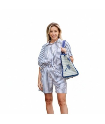 Isla Bonita By SIGRIS Camisa de Rayas Azul y Blanca de 100% Algodón