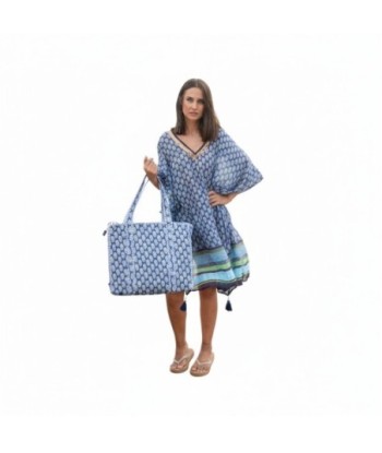 Isla Bonita By SIGRIS Poncho de Verano 100% Algodón con Diseño Azul