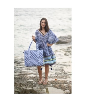 Isla Bonita By SIGRIS Poncho de Verano 100% Algodón con Diseño Azul