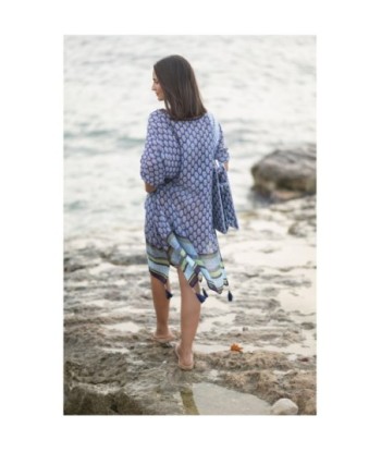 Isla Bonita By SIGRIS Poncho de Verano 100% Algodón con Diseño Azul
