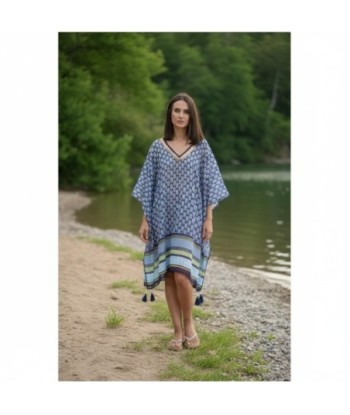 Isla Bonita By SIGRIS Poncho de Verano 100% Algodón con Diseño Azul