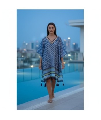 Isla Bonita By SIGRIS Poncho de Verano 100% Algodón con Diseño Azul