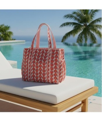 Isla Bonita By SIGRIS Bolso de Algodón con Diseño Floral en Rojo y Blanco
