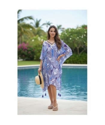 Isla Bonita By SIGRIS Poncho de Algodón Estampado en Tonos Azules
