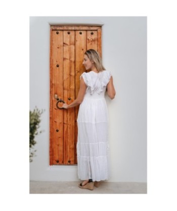 Isla Bonita By SIGRIS Vestido Largo de Algodón Blanco con Bordados