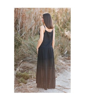 Isla Bonita By SIGRIS Vestido Largo de Algodón Negro con Detalles Bordados
