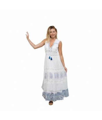 Isla Bonita By SIGRIS Vestido Largo de Algodón con Detalles Bordados
