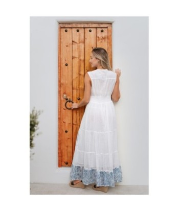 Isla Bonita By SIGRIS Vestido Largo de Algodón con Detalles Bordados