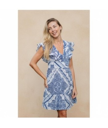 Isla Bonita By SIGRIS Vestido Corto de Algodón con Estampado Azul