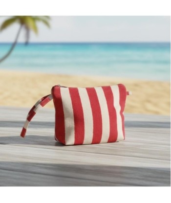 Isla Bonita By SIGRIS Neceser de Algodón Rayado Rojo y Beige
