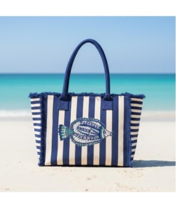 Isla Bonita By SIGRIS Bolso de Algodón con Diseño de Pescado y Rayas