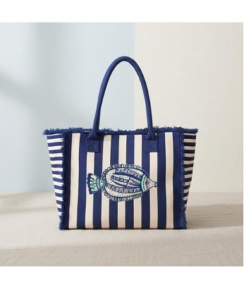 Isla Bonita By SIGRIS Bolso de Algodón con Diseño de Pescado y Rayas