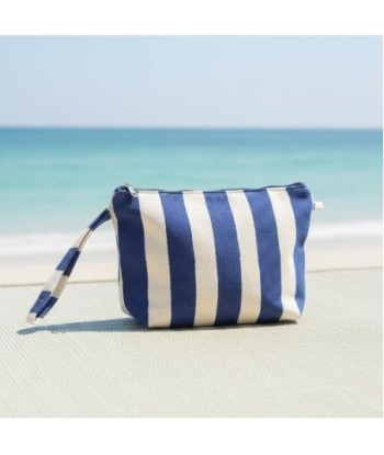 Isla Bonita By SIGRIS Neceser de Algodón con Rayas Azul y Beige