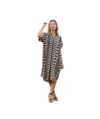 Isla Bonita By SIGRIS Vestido Camisero de Viscosa 100% con Estampado Geométrico