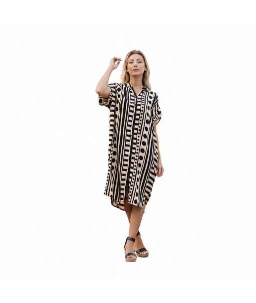 Isla Bonita By SIGRIS Vestido Camisero de Viscosa 100% con Estampado Geométrico