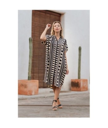 Isla Bonita By SIGRIS Vestido Camisero de Viscosa 100% con Estampado Geométrico