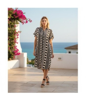 Isla Bonita By SIGRIS Vestido Camisero de Viscosa 100% con Estampado Geométrico