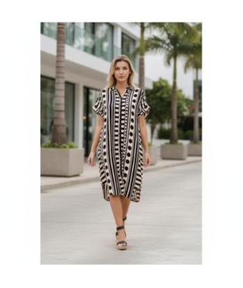 Isla Bonita By SIGRIS Vestido Camisero de Viscosa 100% con Estampado Geométrico