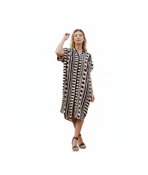 Isla Bonita By SIGRIS Vestido Camisero de Viscosa con Estampado Geométrico