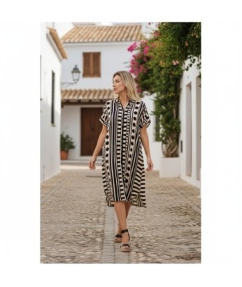 Isla Bonita By SIGRIS Vestido Camisero de Viscosa con Estampado Geométrico