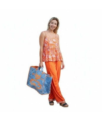 Isla Bonita By SIGRIS Blusa de Algodón con Estampado Floral en Color Naranja