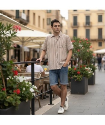 Isla Bonita By SIGRIS Camisa de Hombre 100% Algodón con Rayas