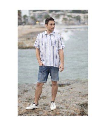 Isla Bonita By SIGRIS Camisa de Hombre de Rayas en 100% Algodón