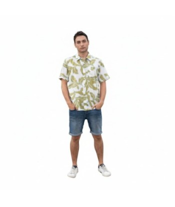 Isla Bonita By SIGRIS Camisa de Hombre de Algodón con Estampado de Hoja