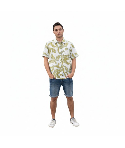Isla Bonita By SIGRIS Camisa de Hombre de Algodón con Estampado de Hoja