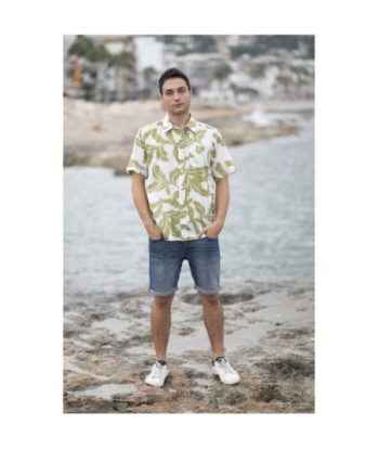 Isla Bonita By SIGRIS Camisa de Hombre de Algodón con Estampado de Hoja