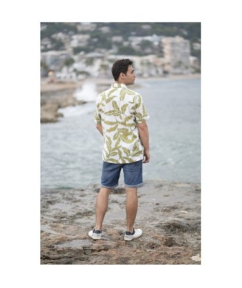 Isla Bonita By SIGRIS Camisa de Hombre de Algodón con Estampado de Hoja