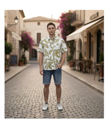 Isla Bonita By SIGRIS Camisa de Hombre de Algodón con Estampado de Hoja