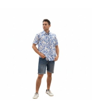 Isla Bonita By SIGRIS Camisa de Hombre de Algodón con Estampado de Hoja