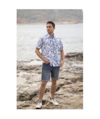 Isla Bonita By SIGRIS Camisa de Hombre de Algodón con Estampado de Hoja